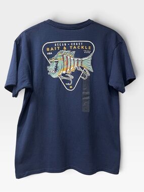 Ocean + Coast Kids Navy Tee with Bait & Tackle Fish Graphic